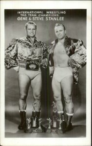 Gene & Steve Stanlee Wrestling Tag Team Champs Beefcake Muscles RPPC  xst