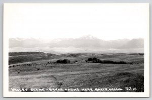 Valley Scene Baker Farms Near Baker Oregon RPPC Real Photo Postcard E35