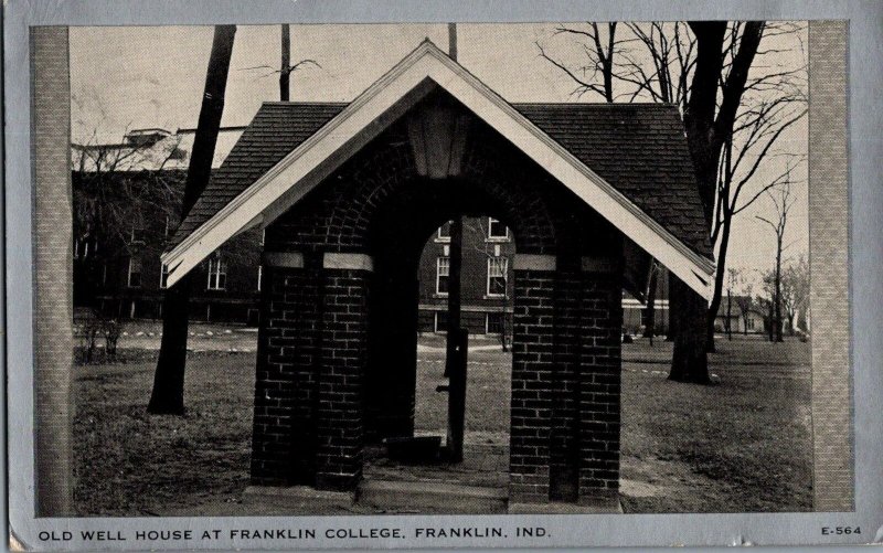 Postcard Old Well House Franklin College Franklin IN 1942