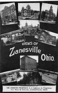 J28/ Zanesville Ohio Postcard c1910 10View Masonic Hall Court House  321