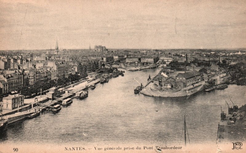 Vintage Postcard 1910's View of  General Prise du Pont Transporter Bridge France