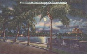 Florida West Palm Beach Moonlight On Lake Worth