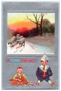 Garfield Oregon OR Postcard Christmas Boy With Trumpet Embossed 1909 Antique