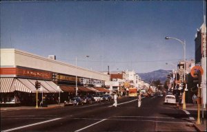 Redding California CA Main Street Classic Cars Moving Truck Vintage Postcard