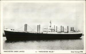 Manchester Liners Cargo Ship Real Photo Postcard MV MANCHESTER MILLER