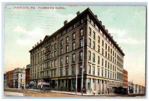 1910 Falmouth Hotel Building Restaurant Entrance Carriage Portland ME Postcard