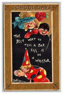 Vintage 1910 Tuck's Postcard School Days Funny Face Kids Watch Clown