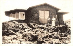 RPPC Haleakala Observation Point, Maui, Hawaii 1945 Vintage Photo Postcard