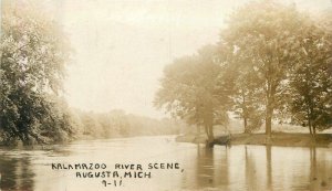 Michigan Augusta Kalamazoo River Scene 9-11 C-1910 RPPC Photo Postcard 22-8460