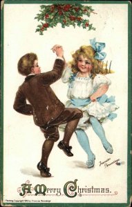 Brundage Christmas Children Dancing c1910 Vintage Postcard