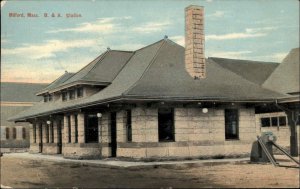 Milford Massachusetts MA B&A Railroad Train Station Depot c1910 Vintage Postcard