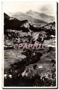 Postcard Old Approx Modane overview Cascade St. Benedict and Dent Parrach?e