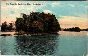 Postcard WATER SCENE Kankakee Illinois IL AO0090