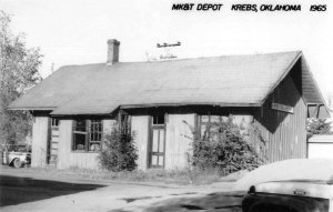 Krebs Oklahoma Train Station Real Photo Vintage Postcard AA45106