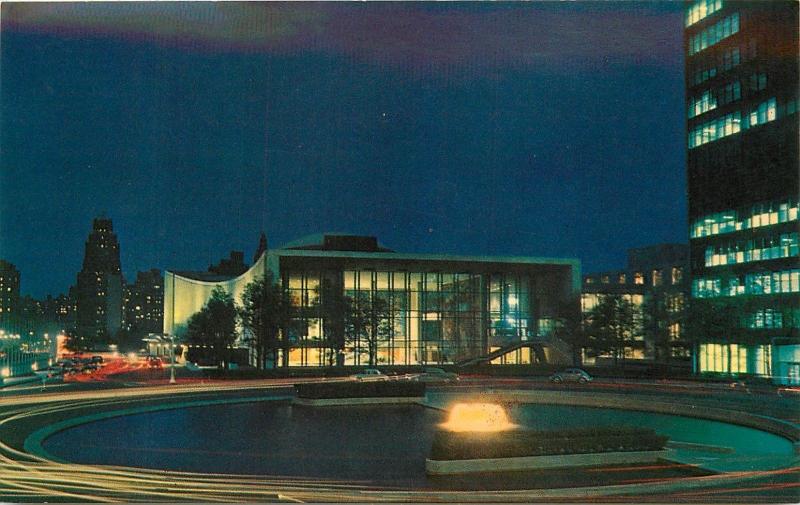 United Nations Headquarters Night Scene Fountain New York Ny Postcard Hippostcard