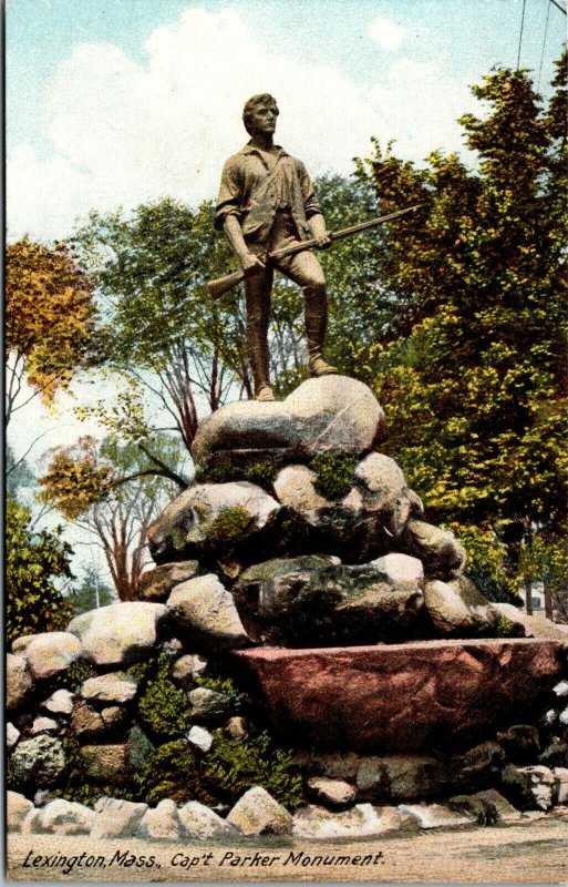 Vtg 1900s Captain Parker Monument Lexington Massachusetts MA Unused Postcard