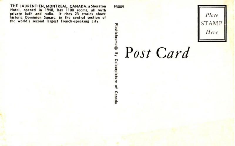 Canada - Quebec, Montreal. Hotel Laurentien
