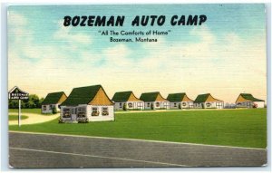 BOZEMAN, MT Montana ~ Roadside BOZEMAN AUTO CAMP c1940s Linen  Postcard