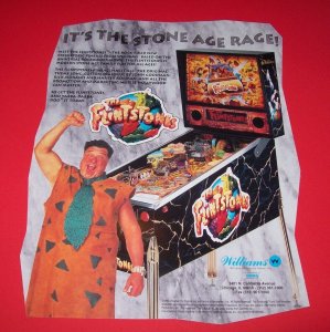 The Flintstones Pinball FLYER Original 1994 Rock Shaped Game Vintage Promo Art