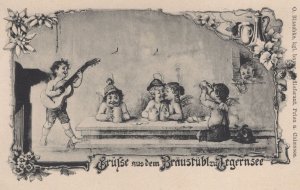 Gruss Aus Braustubl Tegernsee Child Musicians EX German Postcard