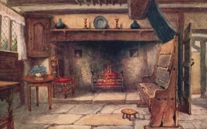 Vintage Postcard Chimney Corner Anne Hathaway's Cottage Stratford-on-Avon Art