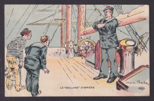 Propaganda postcard, Marine life, Le Gaillard d'arrière, Satire, WWI
