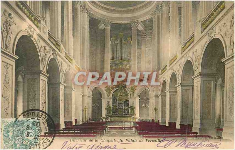 Old Postcard Interior of the chapel of the palace of Versailles Organ