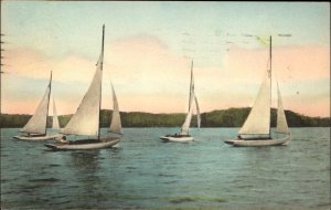 Point Chautauqua New York NY Lake Chautauqua Sailing Vintage Postcard