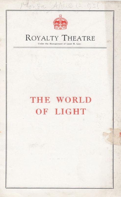 The World Of Light Drama Aldous Huxley Fabia Drake London Theatre Programme