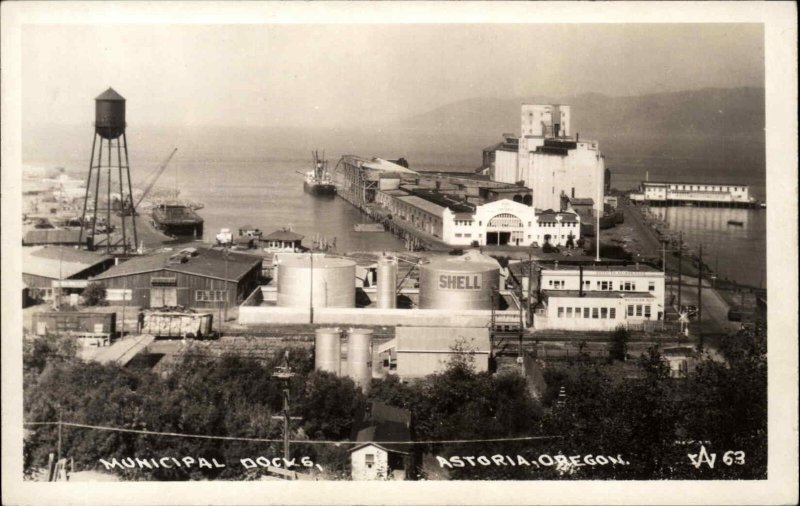 Astoria Oregon OR Municipal Docks Water Tower Real Photo Vintage Postcard
