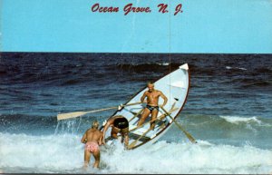 New Jersey Ocean Grove Beach Guards Launnching A Dory Through The Surf 1977