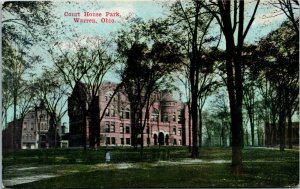 Postcard OH Warren Court House Park Ad Card Griswold Department Store ~1910 S4