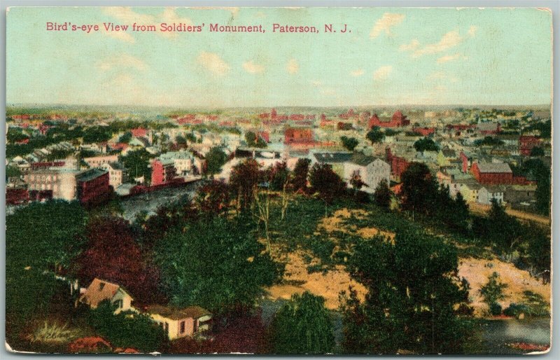PATERSON NJ BIRD'S EYE VIEW FROM SOLDIER'S MONUMENT ANTIQUE POSTCARD