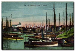 Postcard Old fishing boat The d & # 39Olonne Sands Harbor