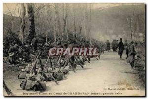 Postcard Old Army Regiment going Chambaran camp making big break