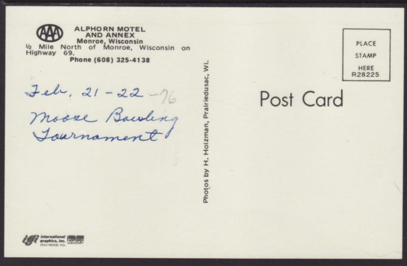 Alphorn Motel and Annex,Monroe,WI BIN