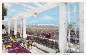 SALT LAKE CITY, UT Utah    HOTEL UTAH~ROOF GARDEN VIEW    c1940's Linen Postcard