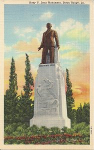Baton Rouge LA, Huey P. Long Monument and Tomb, Curteich Teich Linen, 1940's