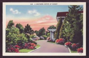 Southern Estate at Sunset Post Card 3626