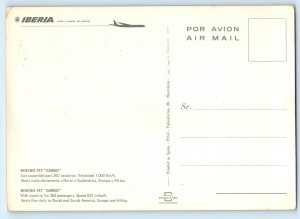 Spain Postcard Boeing 747 Jumbo Iberia in Flight c1950’s Unposted Vintage