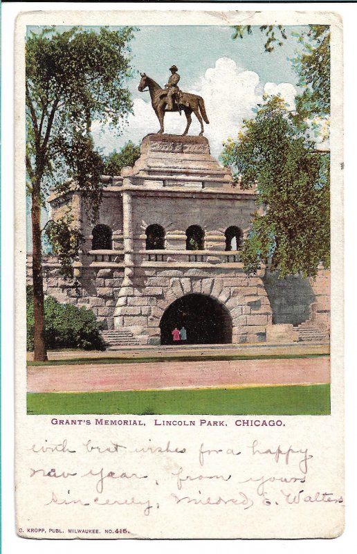 Chicago, IL - Grant's Memorial, Lincoln Park - 1904 - to Italy