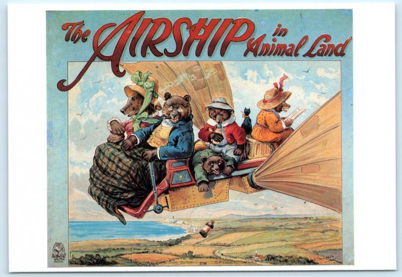 AIRSHIP in ANIMAL LAND Anthropomorphic BEARS G.H. Thompson 4x6 Repro Postcard