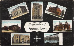 J45/ Boone Iowa Postcard c1910 7View Buildings Railroad Bridge 238