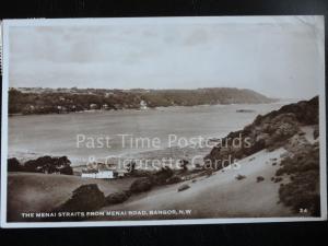 c1950's RP - The Menai Straits from Menai Road, Bangor, N.W. showing Bangor Pier