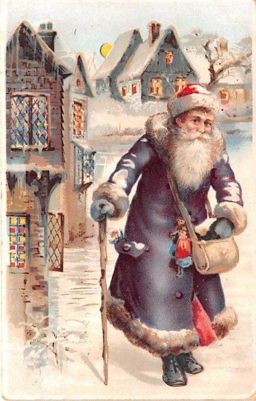Hold To Light Santa Claus 1908 minor corner wear, postal used dec 24th 1908