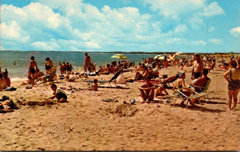 Maine Old Orchard Beach Bathers and Beach