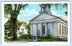 SCHOHARIE, New York NY ~ DUTCH REFORMED CHURCH ca 1940s Linen Postcard