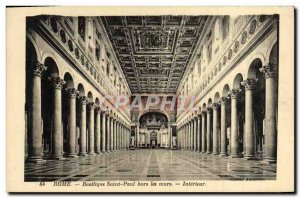 Old Postcard Rome Basilica of St. Paul Outside the Walls Inside