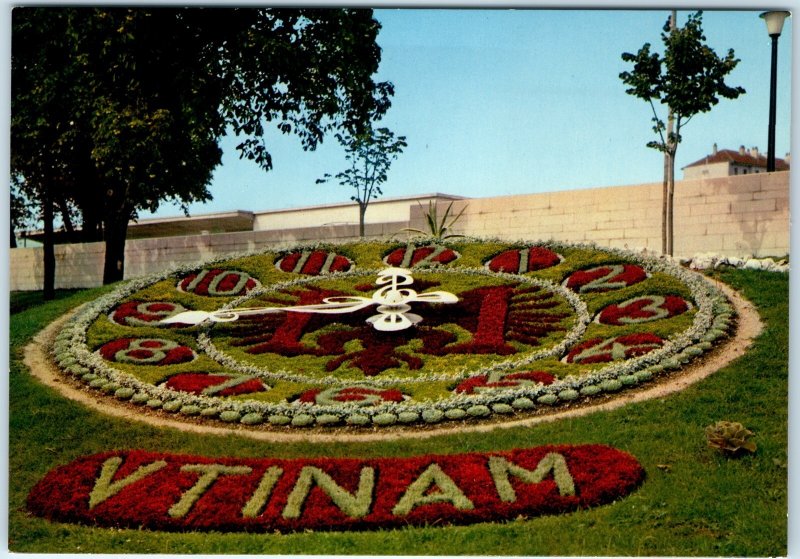 c1970s Besancon, France L'Horloge Floral Clock Garden Vtinam Chrome 4x6 PC M26
