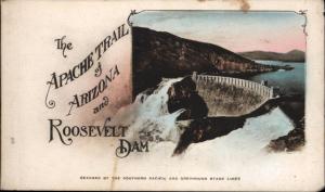 APACHE TRAIL ARIZONA & ROOSEVELT DAM~SOUVENIR FOLDER~11 HAND COLORED POSTCARDS